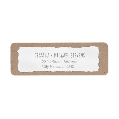Simple contemporary torn paper cardboard label