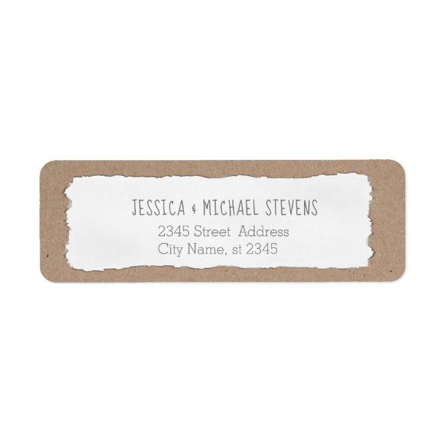 Simple contemporary torn paper cardboard label (Front)
