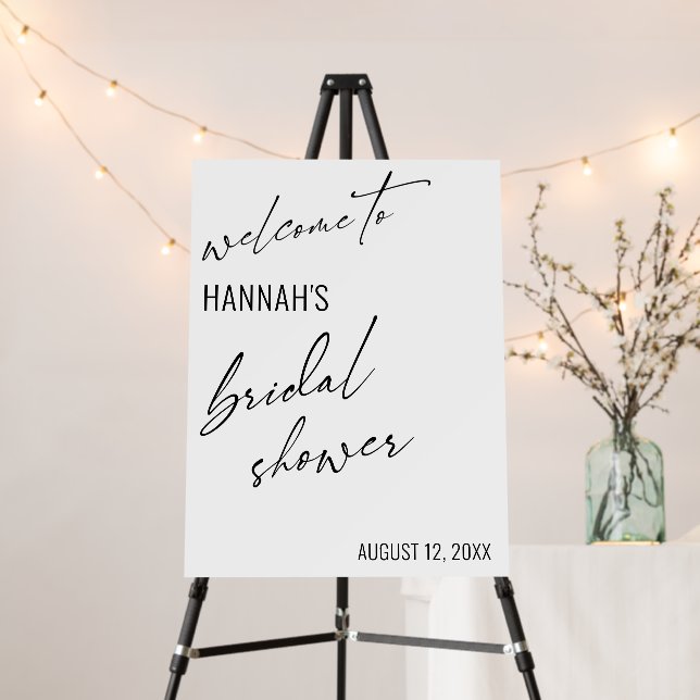 Simple Contemporary Typography Bridal Shower Foam Board (In Situ (Stand))