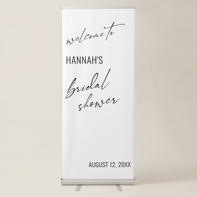 Simple Contemporary Typography Bridal Shower Retractable Banner (Front)