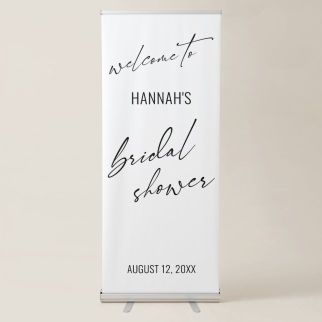 Simple Contemporary Typography Bridal Shower Retractable Banner (Front)