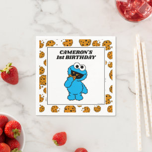 Simple Cookie Monster 1st Birthday  Napkins