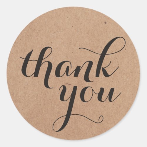 Simple Cool Black Kraft Paper Thank you Classic Round Sticker