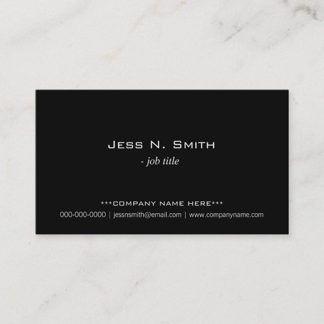 Simple, cool, elegant black business cards. card (Front)