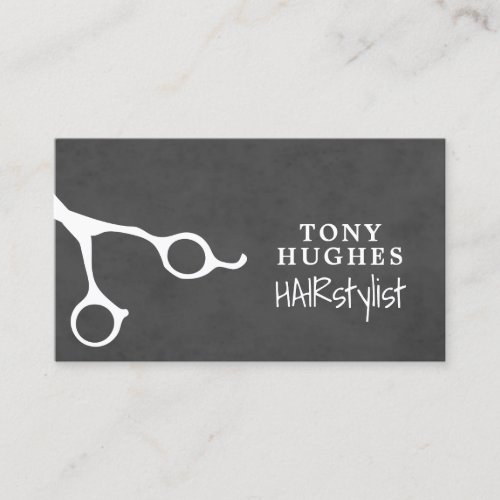 Simple Cool Grey White Hair Stylist Business Card