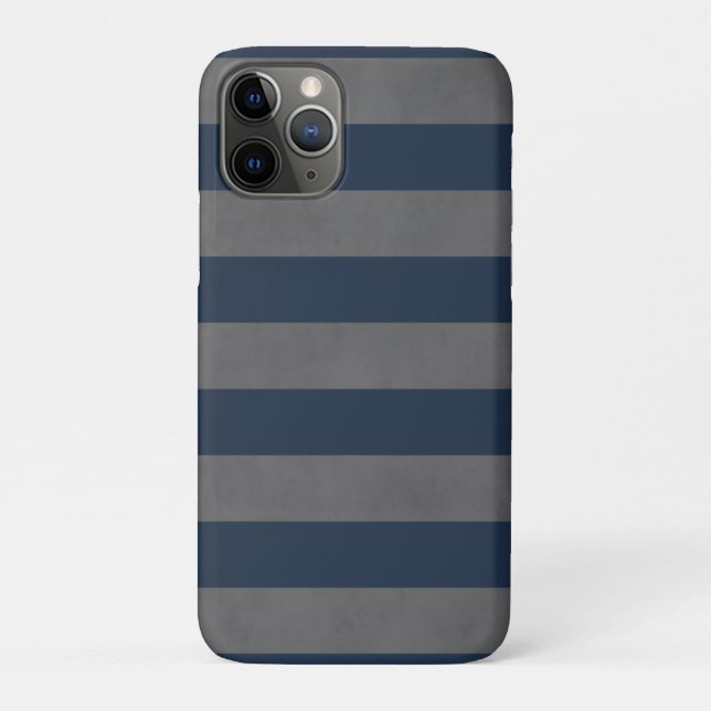 Simple Cool Manly Texture Grey Blue Striped Case-Mate iPhone Case (Back)