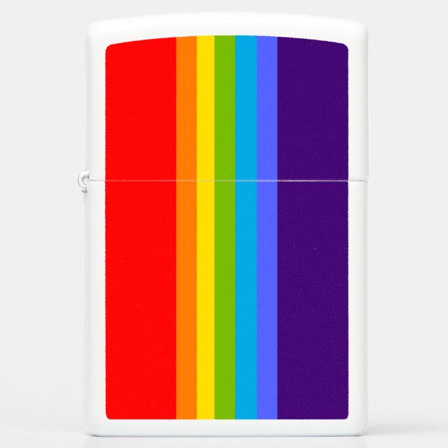 Simple Cool Modern Classy Chic Rainbow Elegant Gay Zippo Lighter (Front)