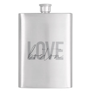 Simple, cool, modern, urban design of Love Boston Flask