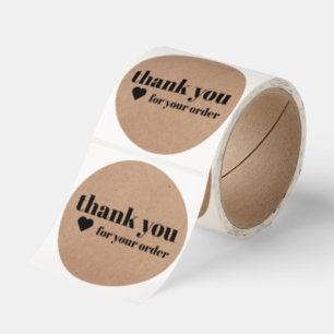 Simple Cool Printed Kraft Black Heart Thank you Classic Round Sticker