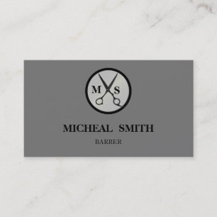 Simple Cool Retro Vintage Barber Monogram Scissors Business Card