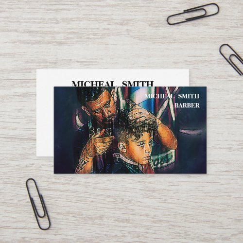 Simple Cool Retro Vintage Barber Monogram Scissors Business Card