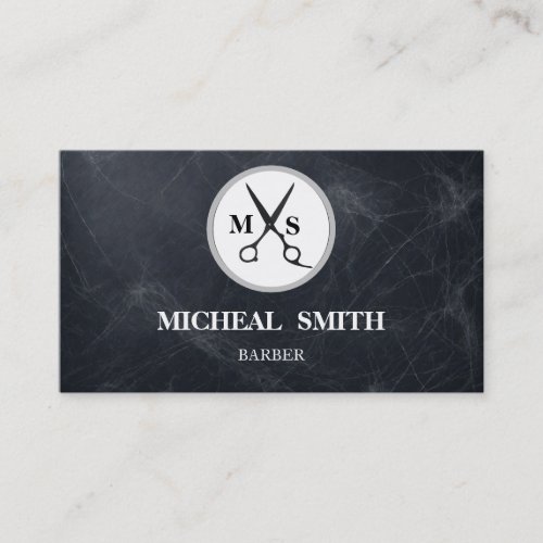 Simple Cool Retro Vintage Barber Monogram Scissors Business Card