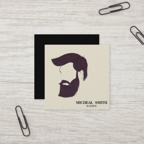 Simple Cool Retro Vintage Barber Monogram Scissors Square Business Card