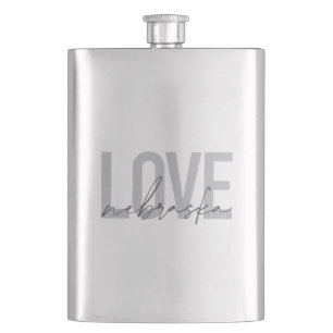Simple, cool, urban modern design of Love Nebraska Flask