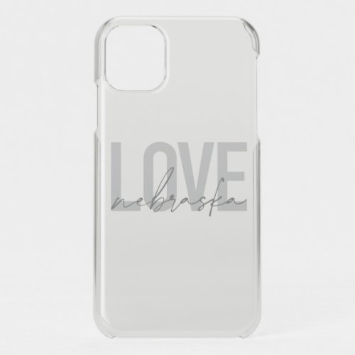 Simple cool urban modern design of Love Nebraska iPhone 11 Case