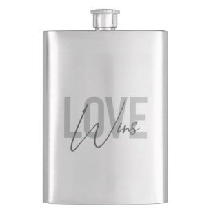 Simple, cool, urban, trendy, modern Love Wins Flask