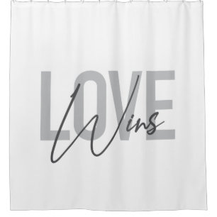 Simple, cool, urban, trendy, modern Love Wins Shower Curtain