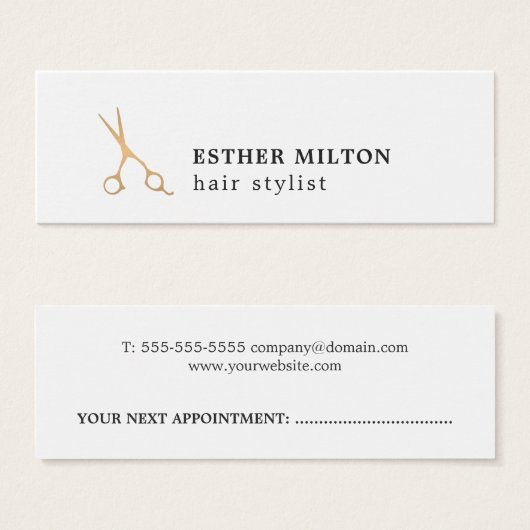 Simple Cool White Hair Stylist Appointment Card (Front & Back)