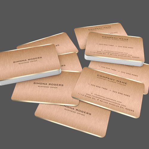 Simple copper brown and gold metallic texture business card
