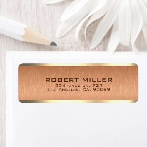 Simple Copper_Brown Metallic Texture Gold Border Label