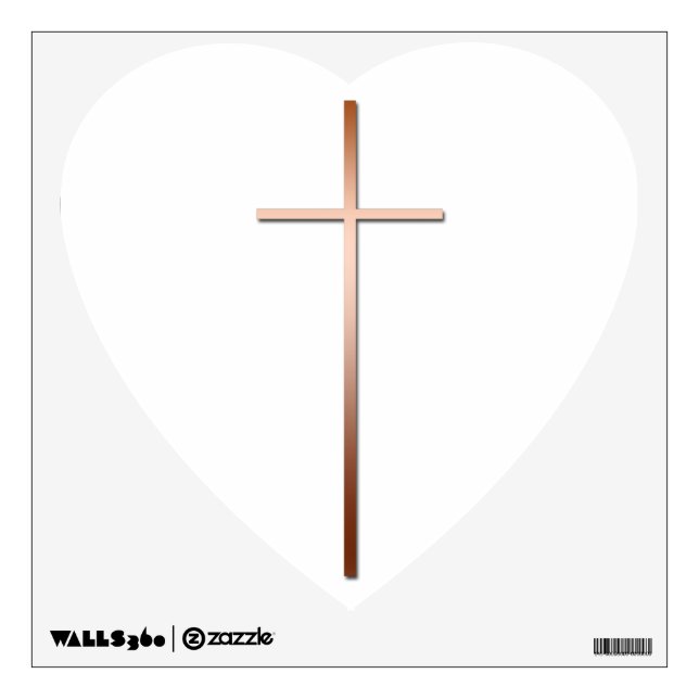 Simple Copper Christian Cross 1 Heart Wall Decal (Front)