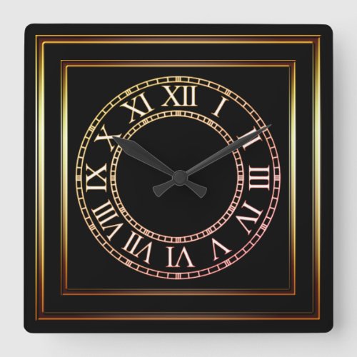Simple Copper Frame Black Wall Clock 2