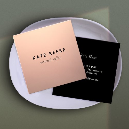 Simple Copper Rose Gold Professional Stylist Square Business Card
