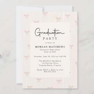 Simple Coquette Bow Photo Graduation Invitation