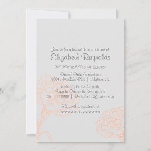 Simple Coral Bridal Shower Invitations