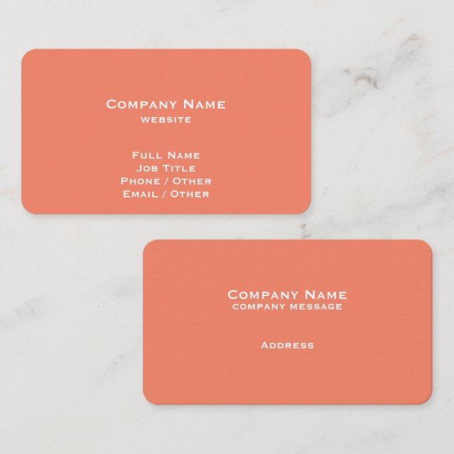 Simple Coral Business Card (Front/Back)