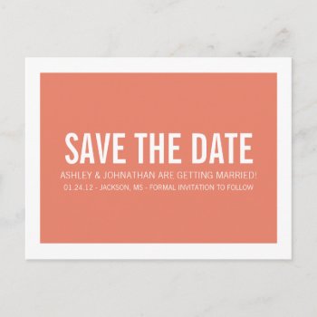 Simple Coral Design Photo Save The Date Post Cards by AllyJCat at Zazzle