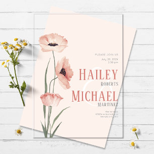 Simple Coral Flowers Wedding Acrylic Invitation