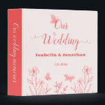 simple coral pink botanical wedding photo album 3 ring binder<br><div class="desc">Unique simple wedding photo album featuring romantic and elegant coral pink flowers and butterflies on light pink background
FOR MORE MATCHING PRODUCTS click on the collection above or contact me.</div>