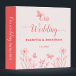 simple coral pink botanical wedding photo album 3 ring binder<br><div class="desc">Unique simple wedding photo album featuring romantic and elegant coral pink flowers and butterflies on light pink background
FOR MORE MATCHING PRODUCTS click on the collection above or contact me.</div>