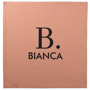 Simple coral pink minimalist monogram cloth napkin