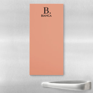 Simple coral pink minimalist monogram magnetic notepad
