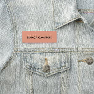 Simple coral pink minimalist monogram name tag
