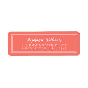 Simple Coral Wedding RSVP Return Address Label