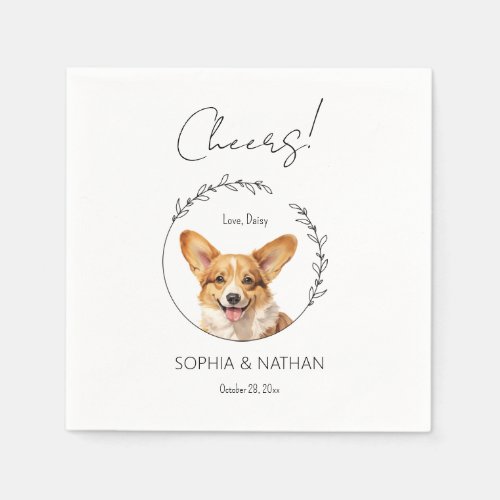 Simple Corgi Dog Wedding Cocktail Napkins