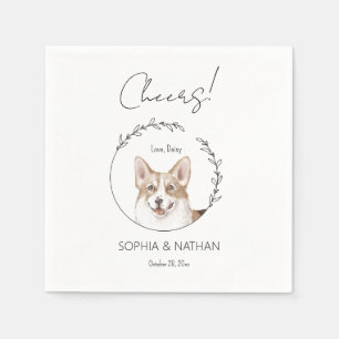 Simple Corgi Dog Wedding Cocktail Napkins