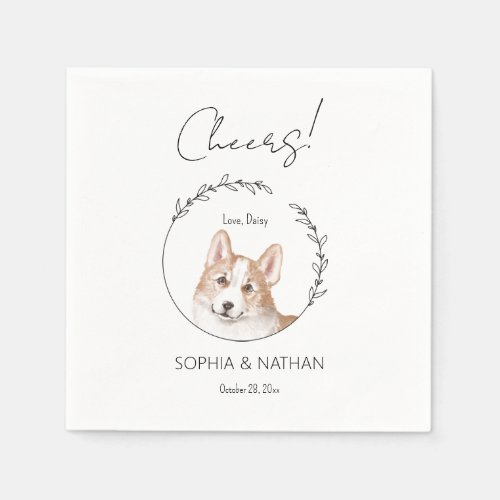 Simple Corgi Dog Wedding Cocktail Napkins