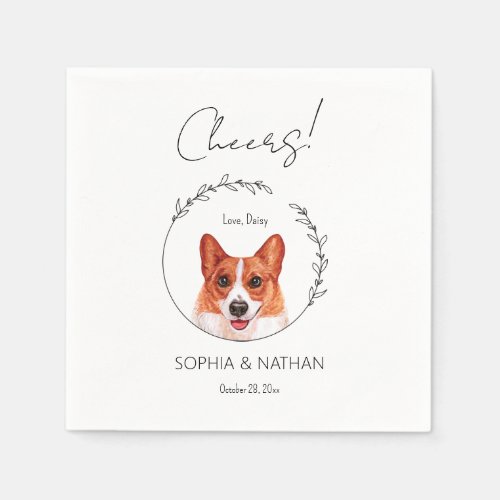 Simple Corgi Dog Wedding Cocktail Napkins