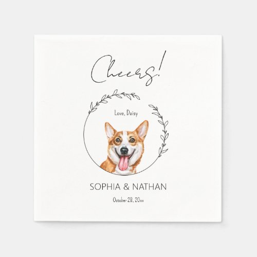 Simple Corgi Dog Wedding Cocktail Napkins