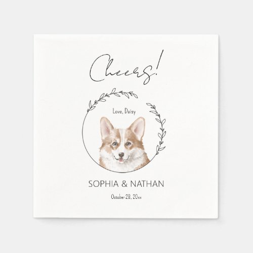 Simple Corgi Dog Wedding Cocktail Napkins