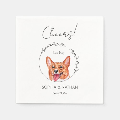 Simple Corgi Dog Wedding Cocktail Napkins