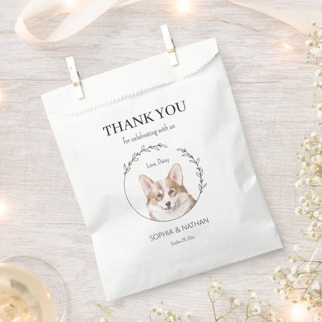 Simple Corgi Dog Wedding Thank You Favor Bag (Clipped)