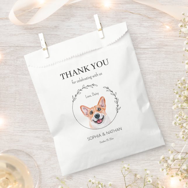 Simple Corgi Dog Wedding Thank You Favor Bag (Clipped)