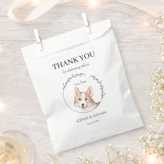 Simple Corgi Dog Wedding Thank You Favor Bag (Clipped)