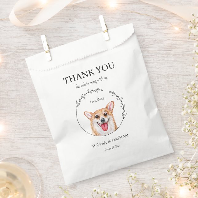 Simple Corgi Dog Wedding Thank You Favor Bag (Clipped)