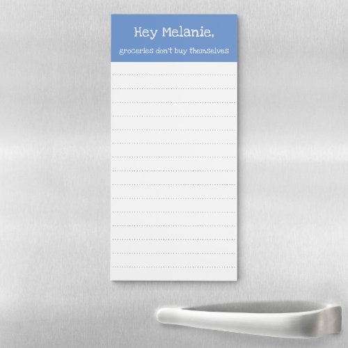 Simple Cornflower Blue Funny Grocery List Magnetic Notepad